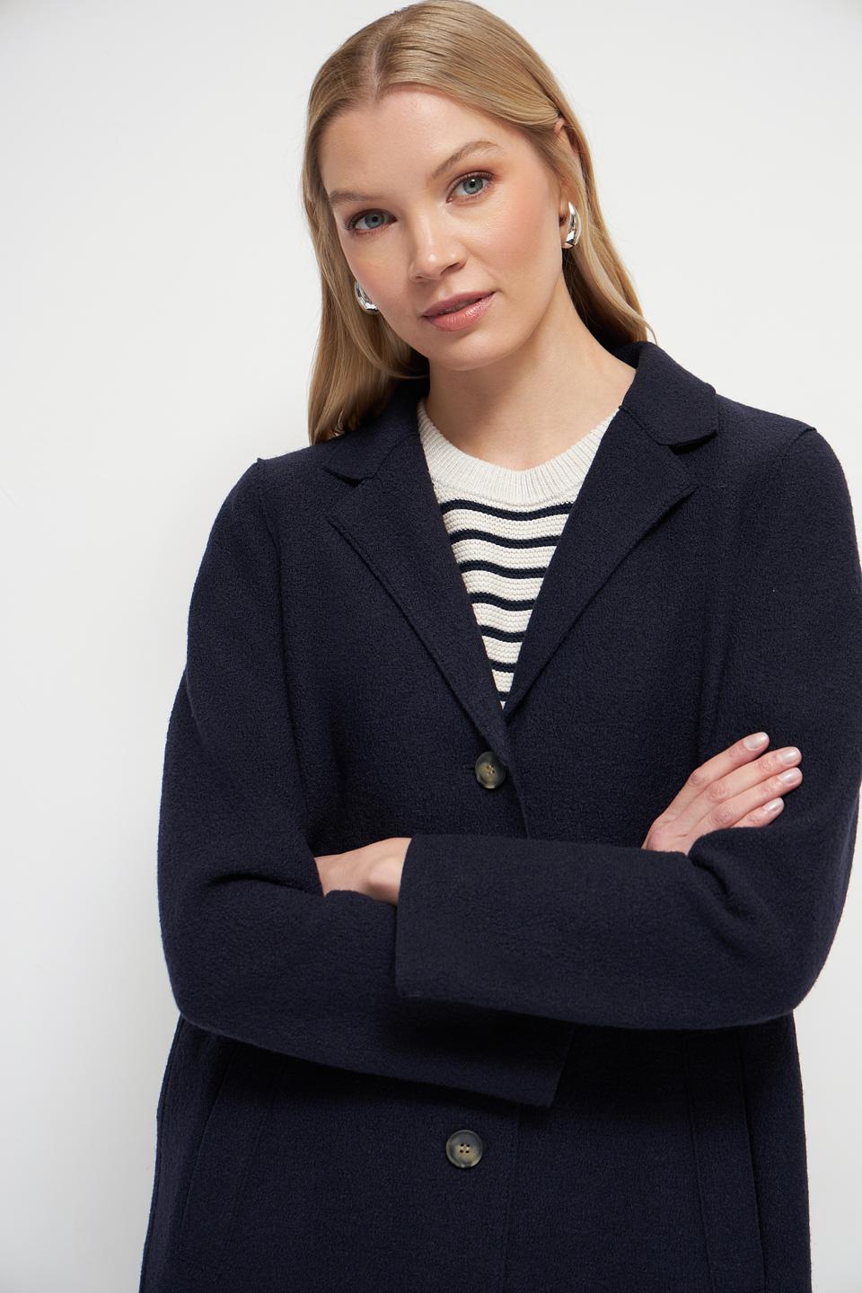 Пальто Oui приталенное тёмно-синее