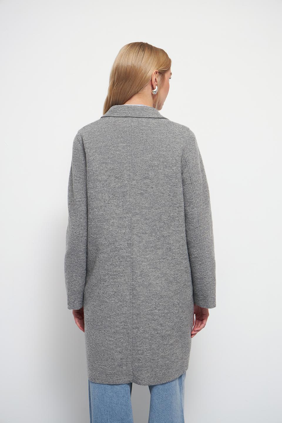 Пальто Oui серое шерстяное