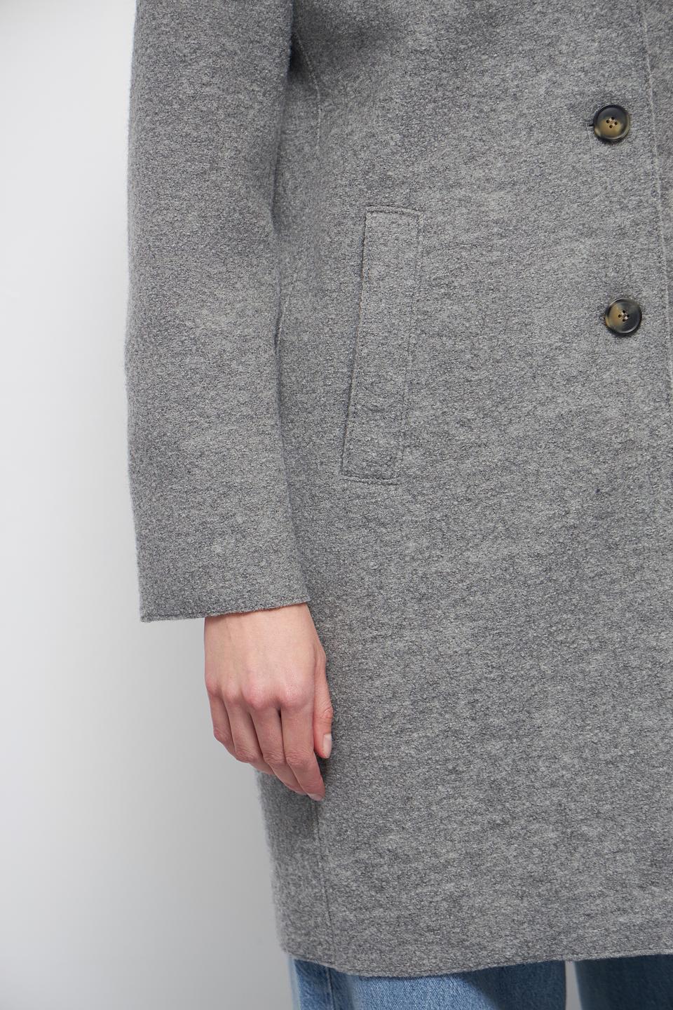 Пальто Oui серое шерстяное