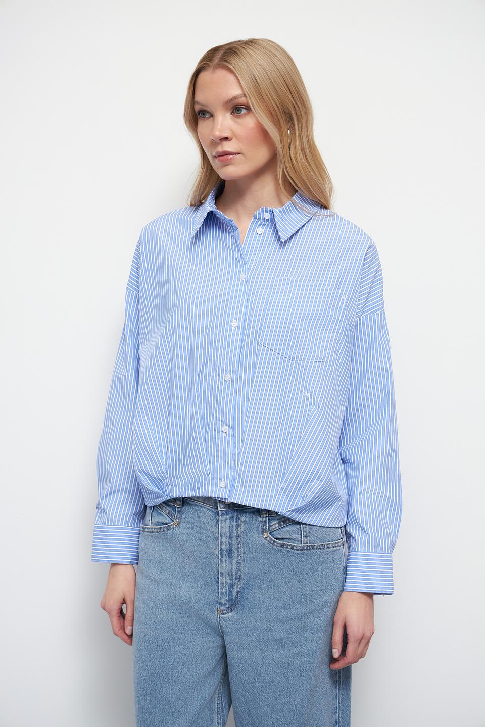 Рубашка Oui в полоску голубую