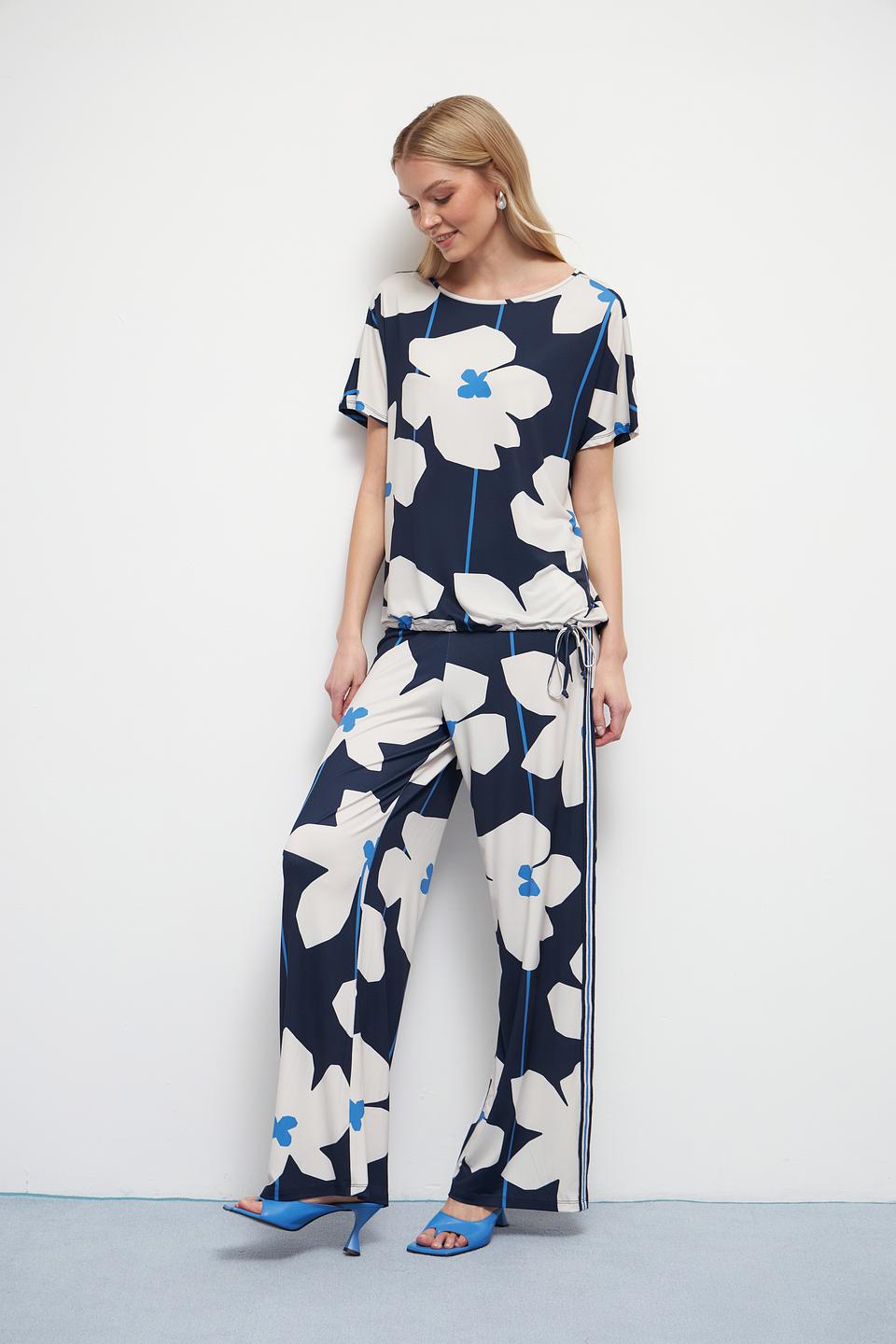 Брюки клёш Oui с цветочным принтом