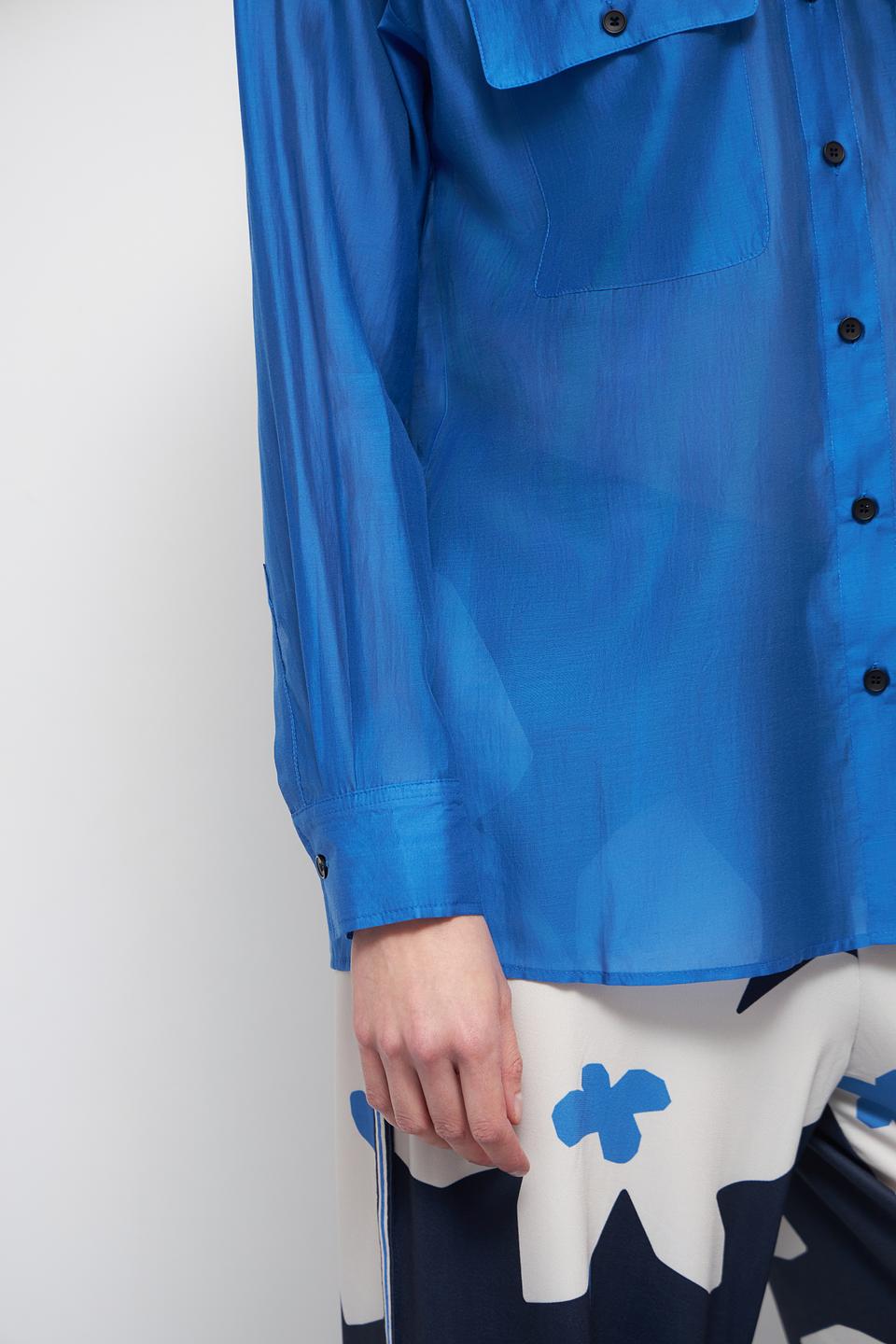 Рубашка Oui длинный рукав синяя