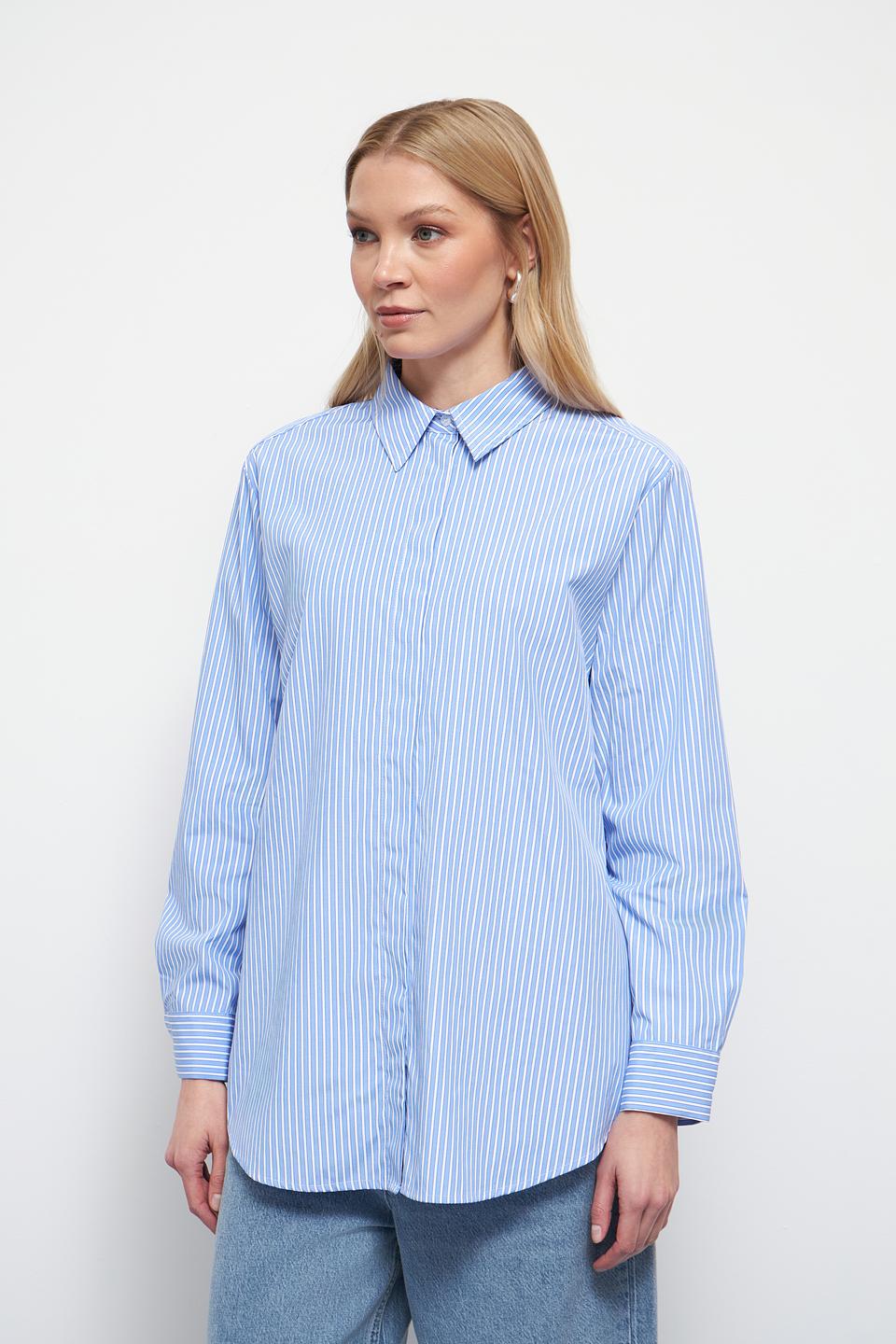 Рубашка Oui в полоску голубую