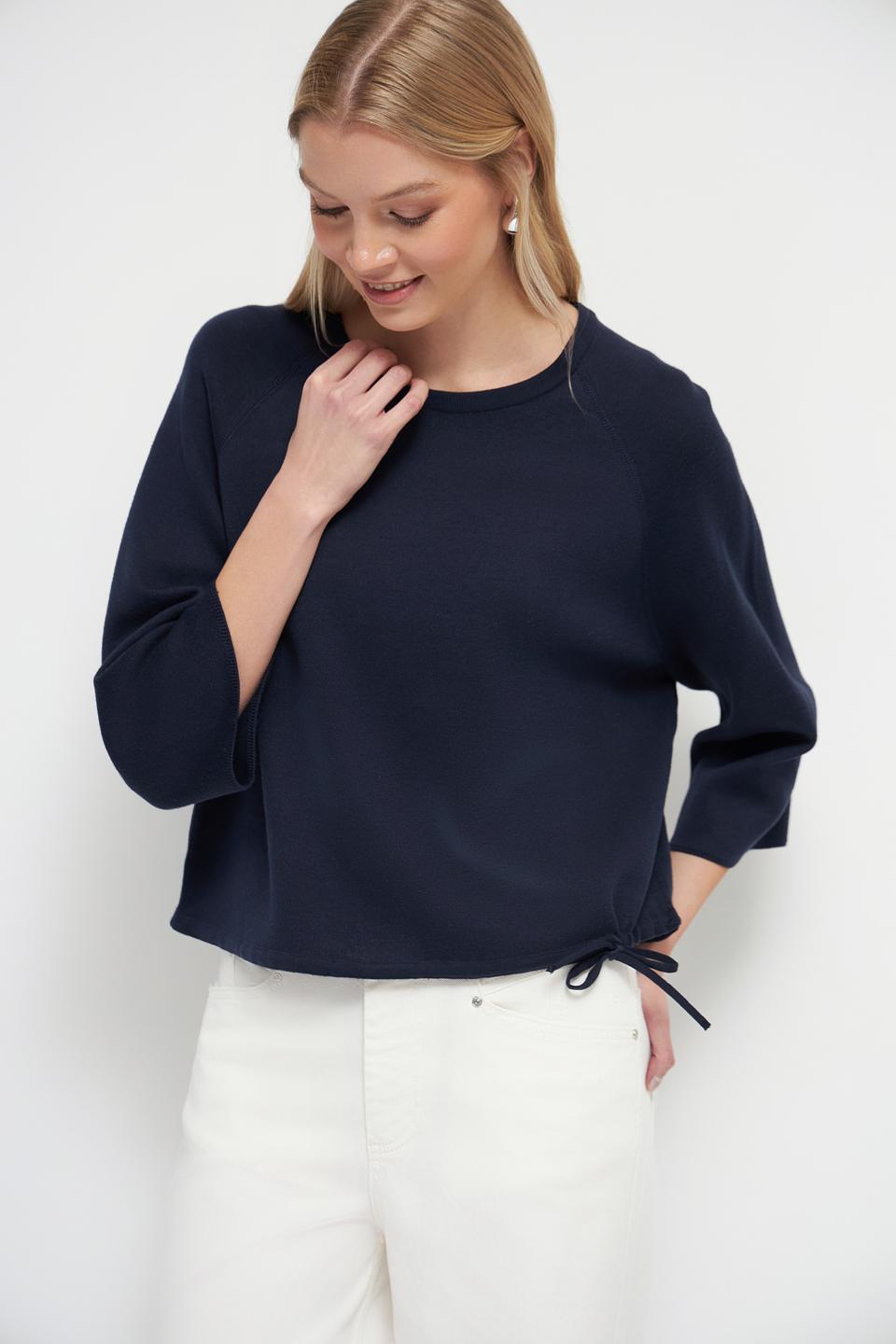 Пуловер Oui с завязками темно-синий