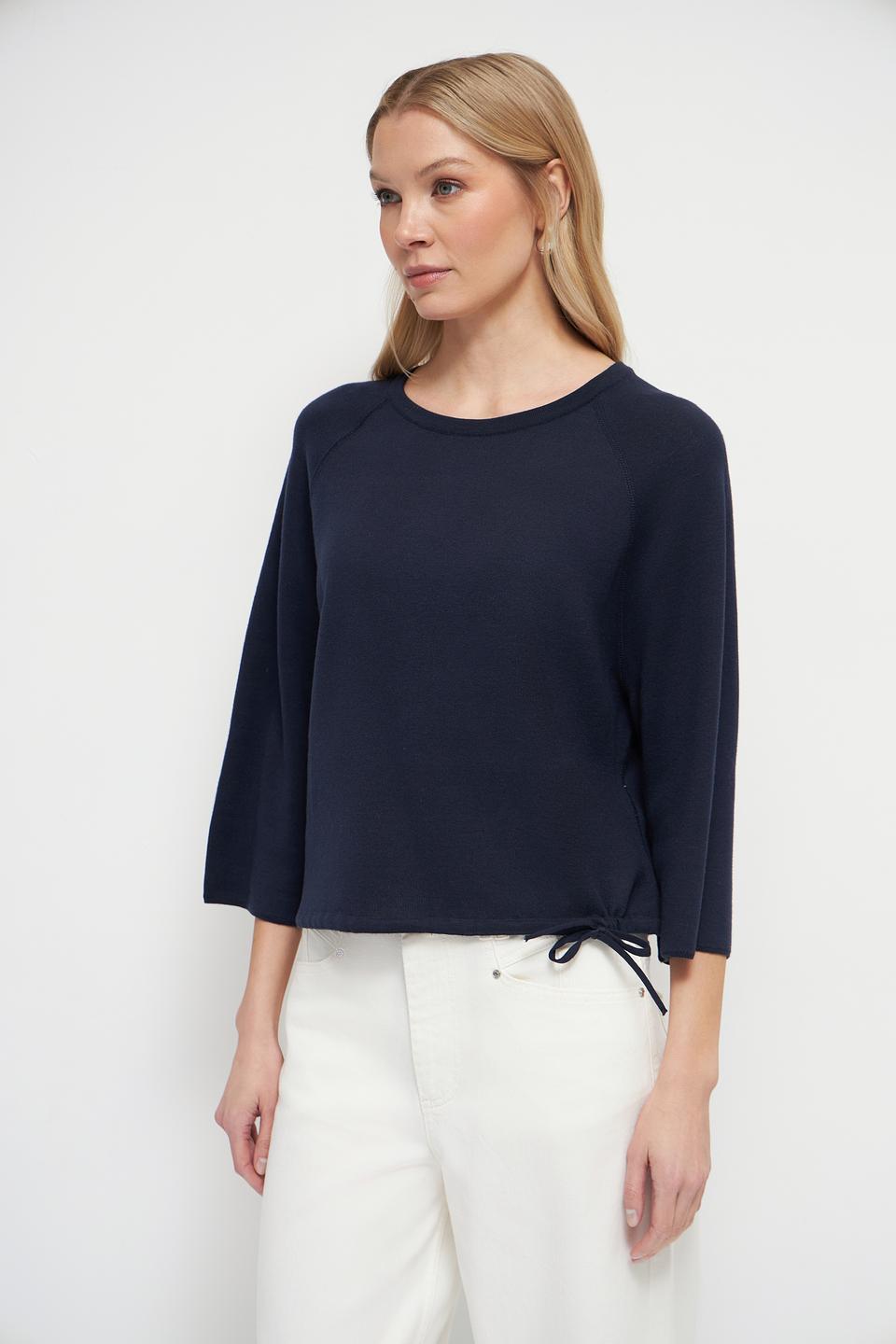 Пуловер Oui с завязками темно-синий