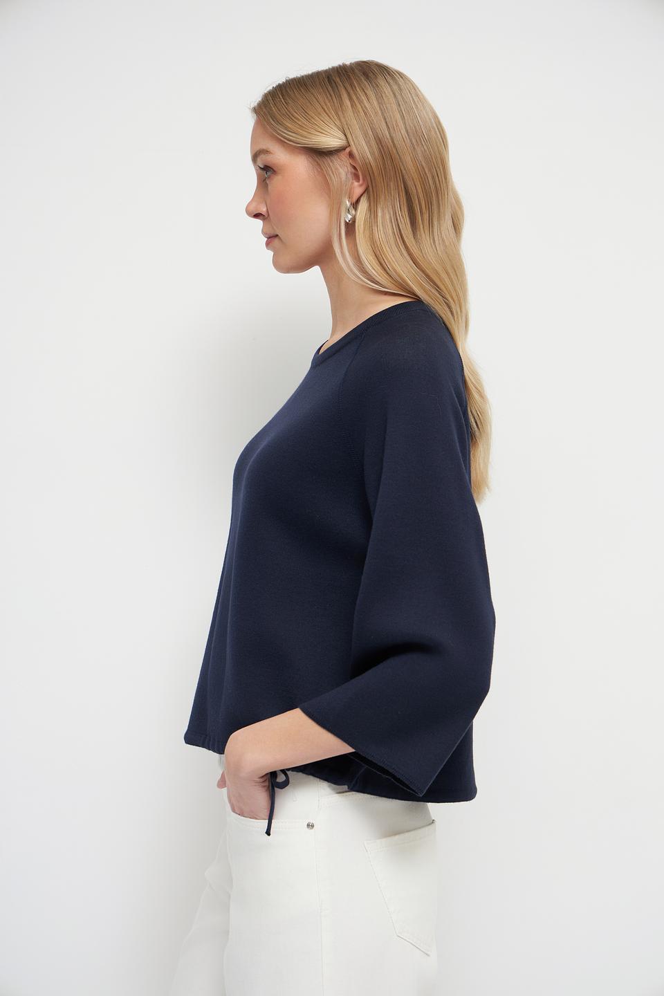 Пуловер Oui с завязками темно-синий