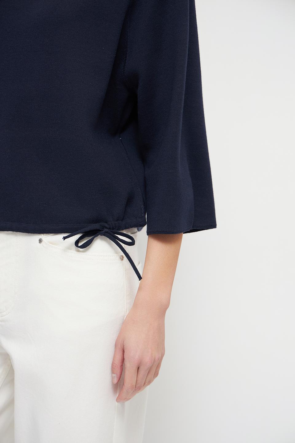 Пуловер Oui с завязками темно-синий