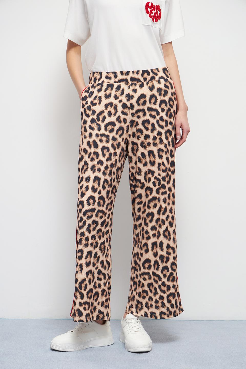 Брюки клёш Oui с леопардовым принтом