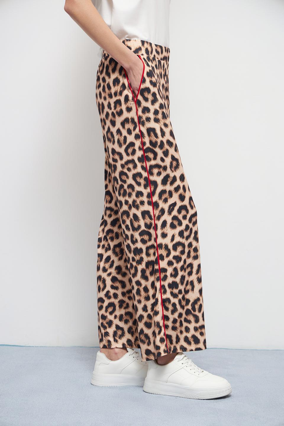 Брюки клёш Oui с леопардовым принтом