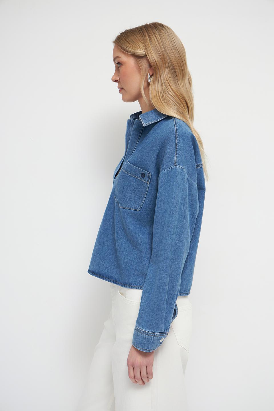 Блуза Oui деним голубой