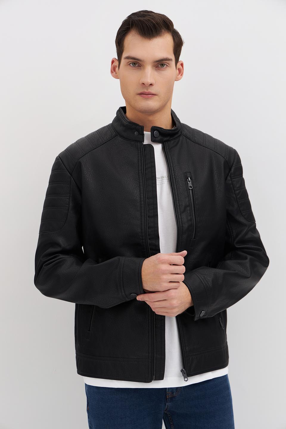 Куртка Tom Tailor кожаная чёрная