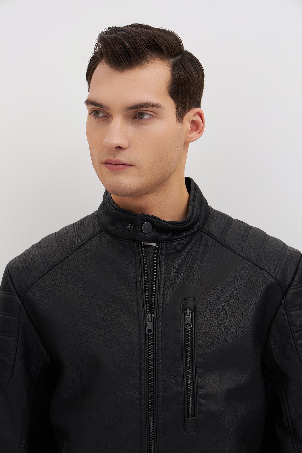 Куртка Tom Tailor кожаная чёрная