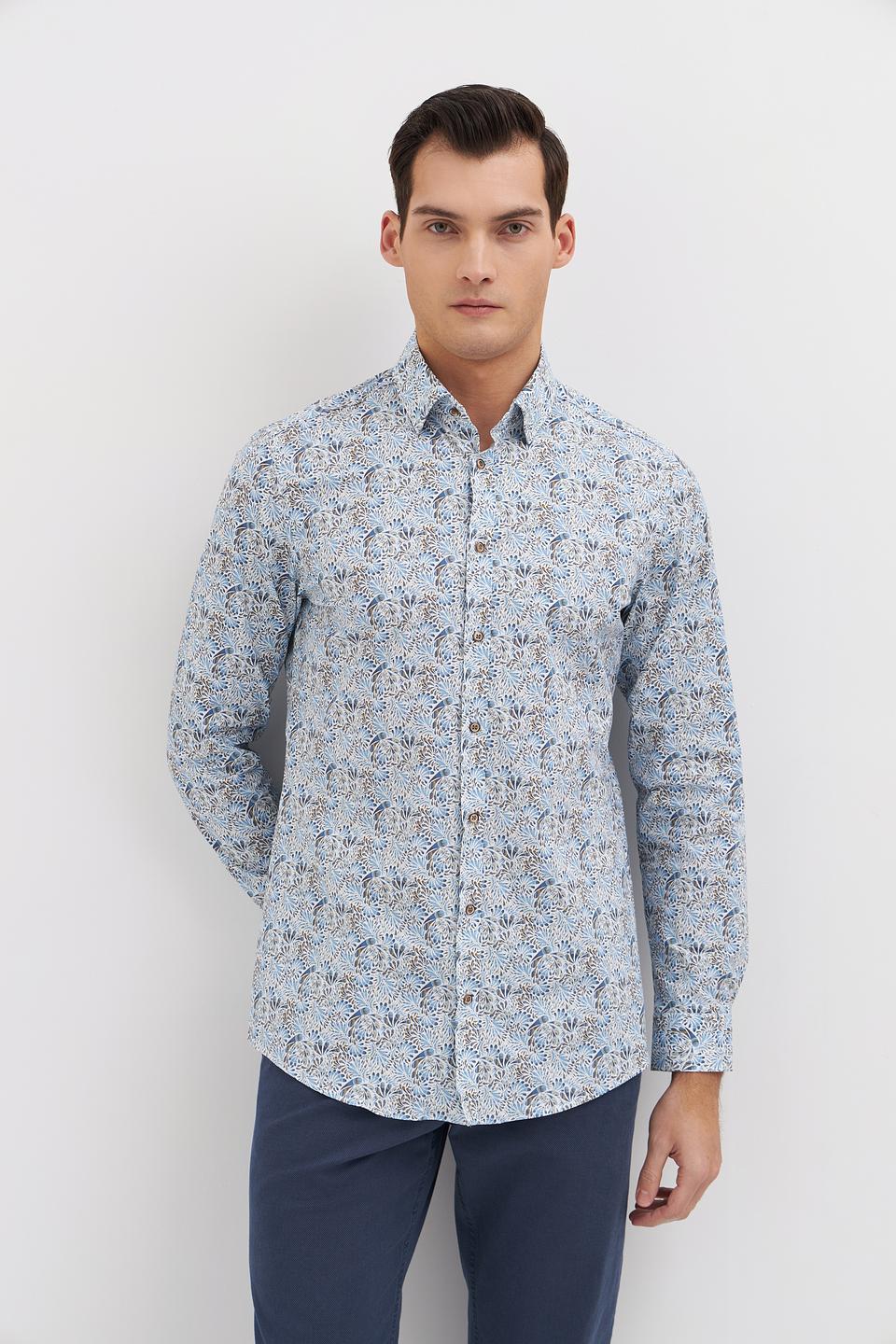 Рубашка Venti с принтом голубой