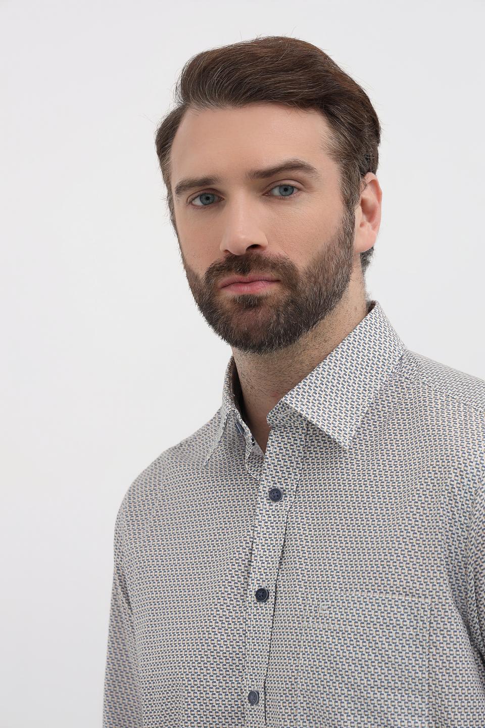 Рубашка Casa Moda с принтом серая