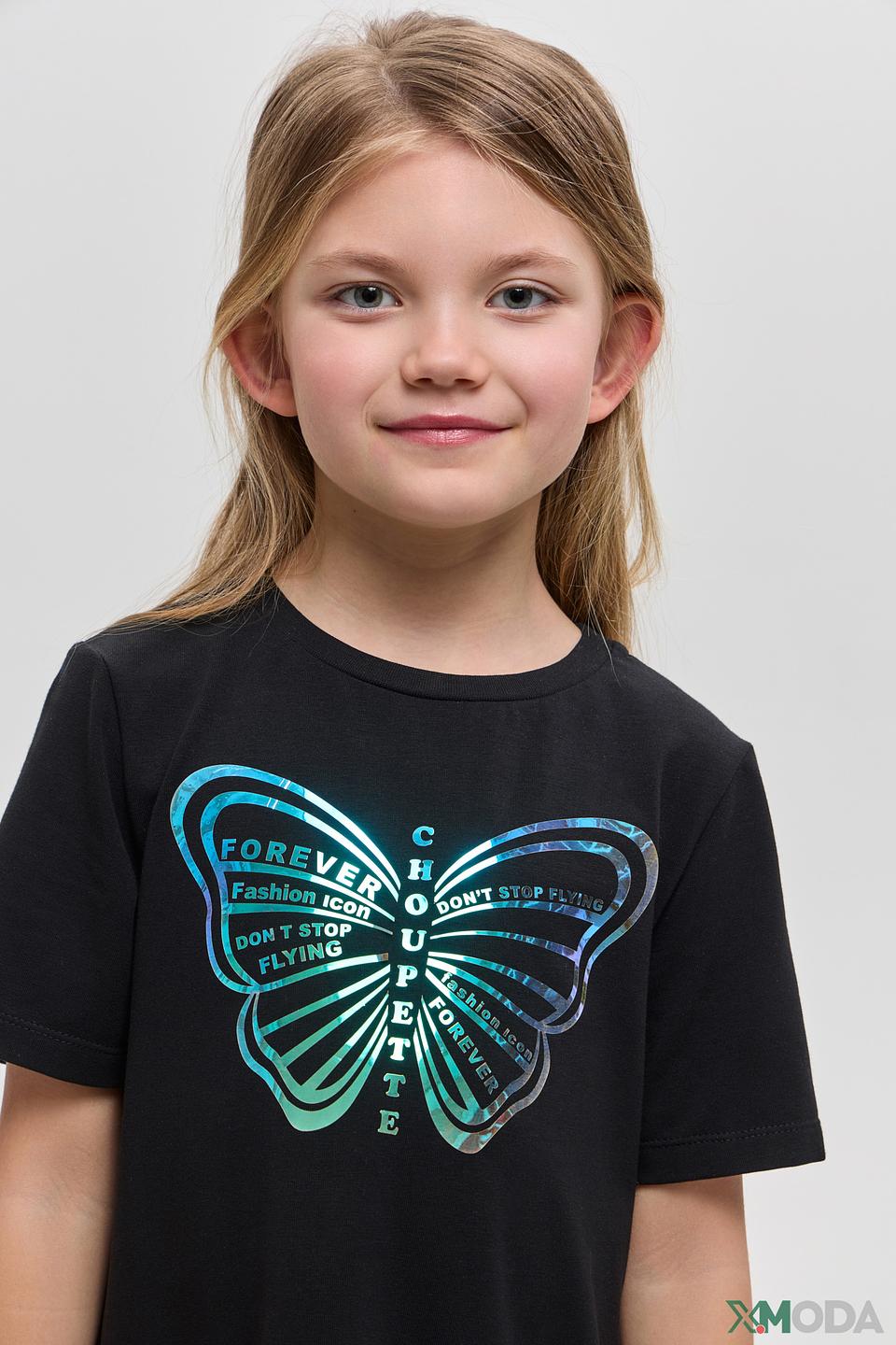 Платье Choupette чёрное с ирисцентной бабочкой и плиссированным подолом