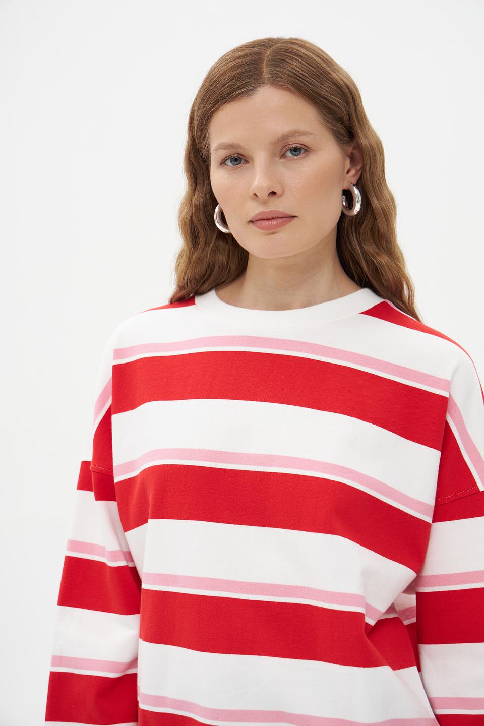 Пуловер Tom Tailor в полоску красный