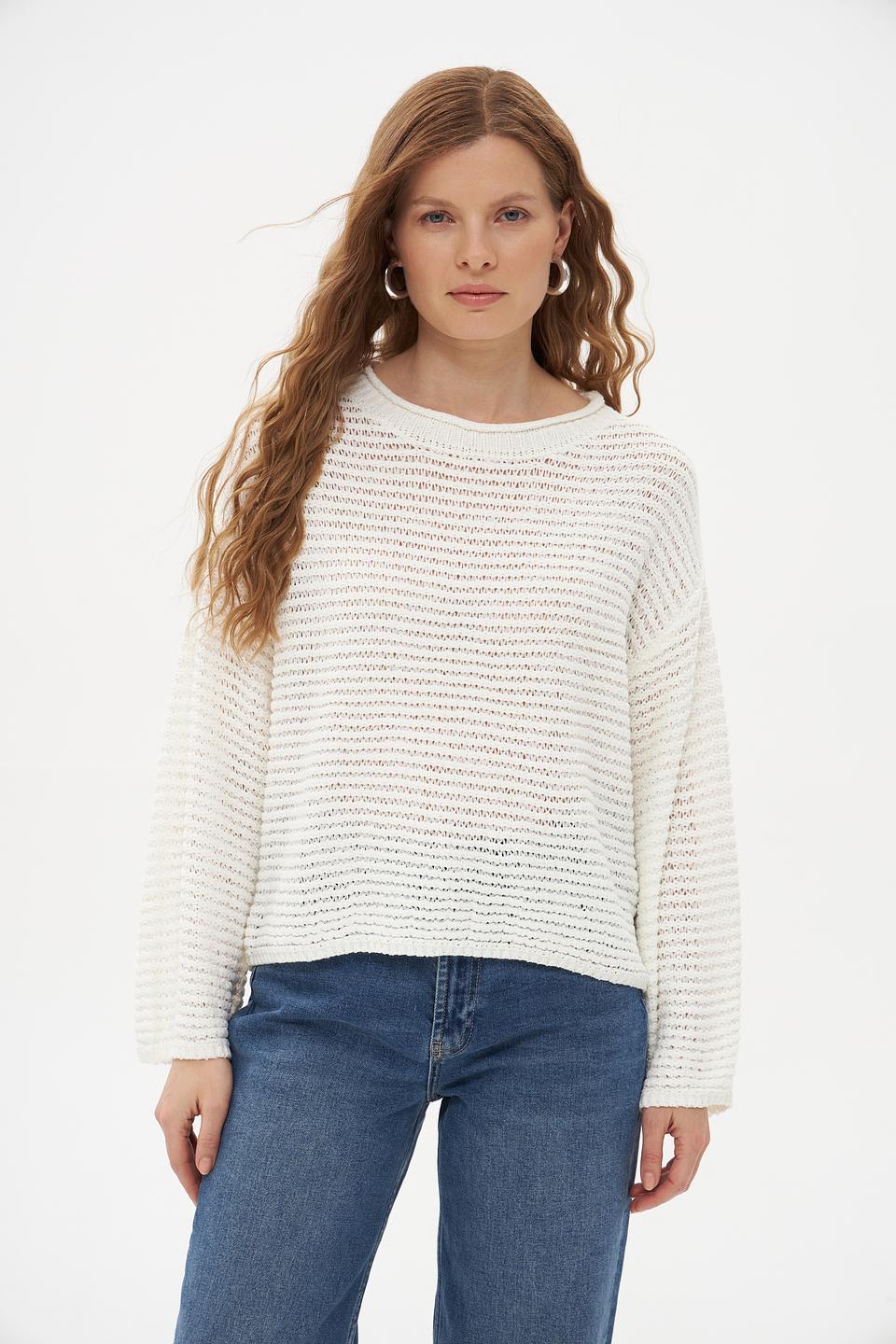 Пуловер Tom Tailor вязаный молочный