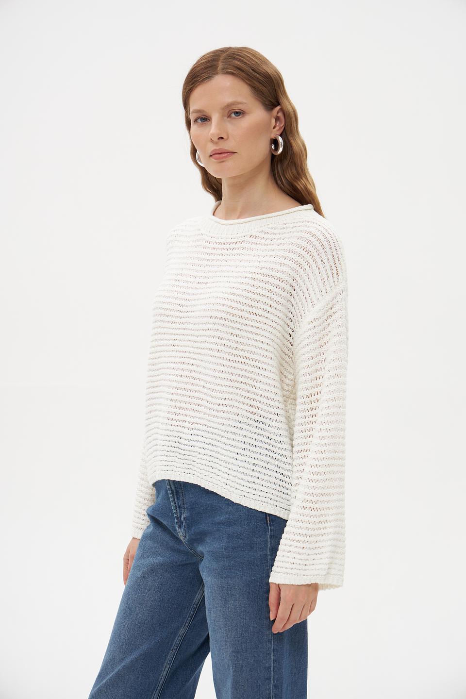 Пуловер Tom Tailor вязаный молочный