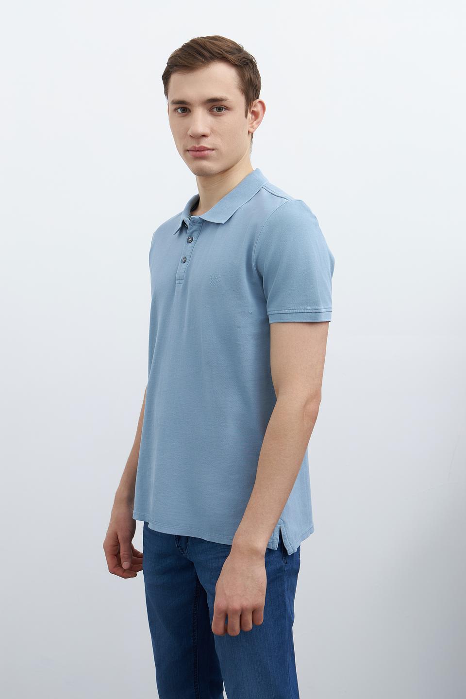 Поло Time Zone голубое