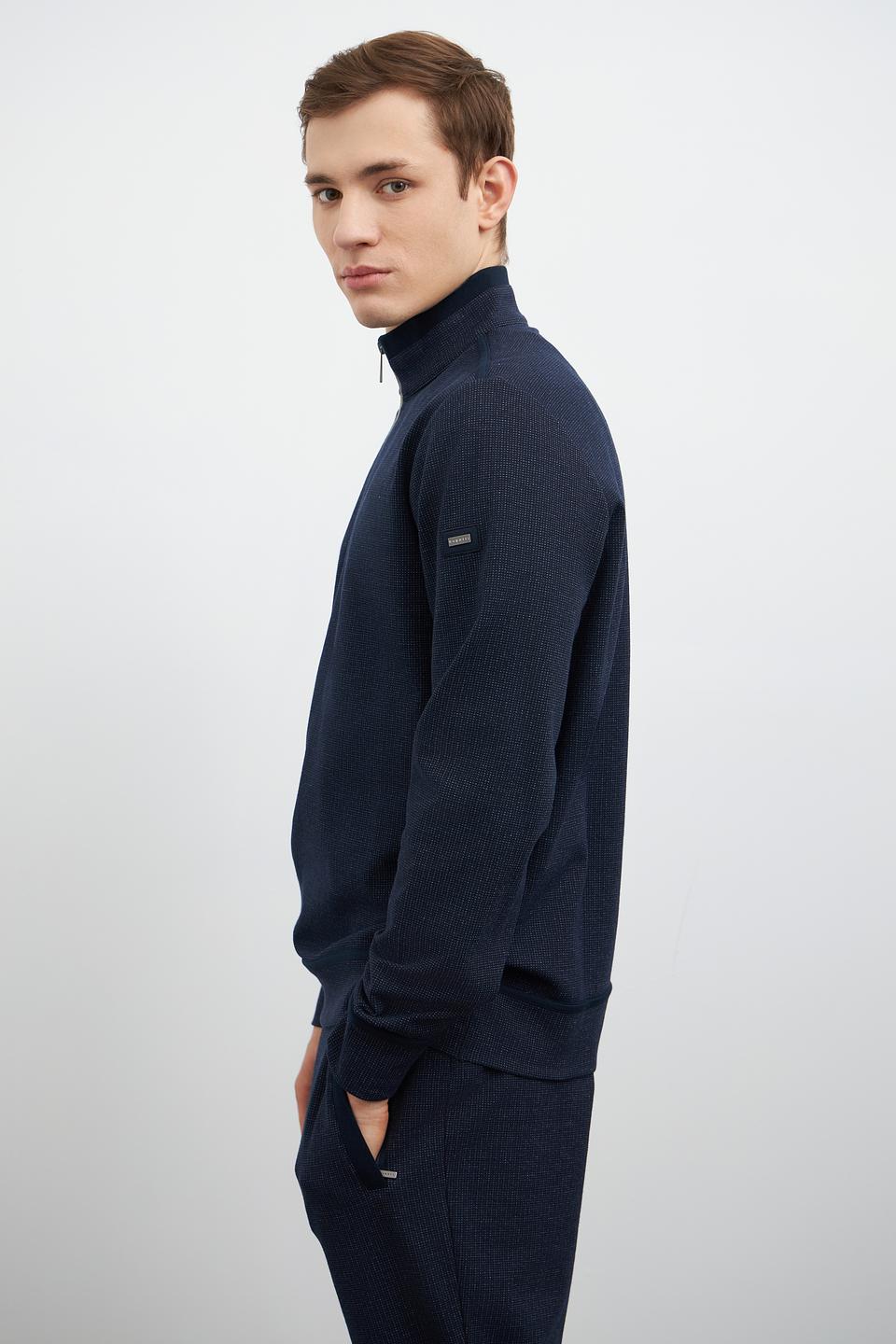 Джемпер Bugatti с молнией темно-синий