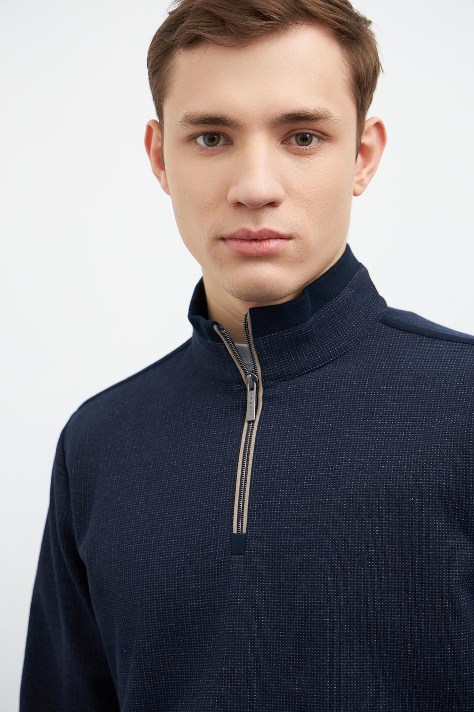 Джемпер Bugatti с молнией темно-синий