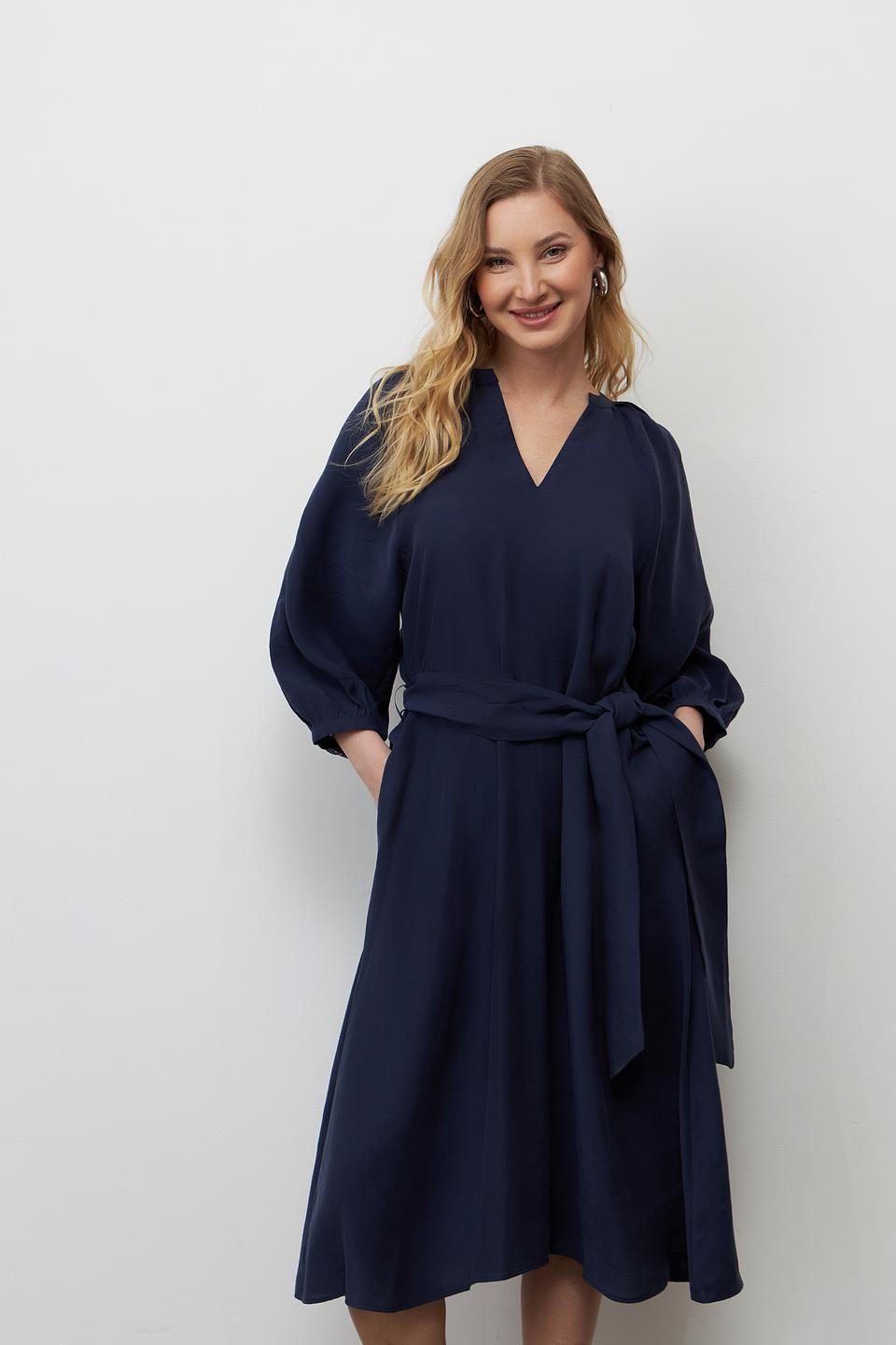 Платье Seidensticker темно-синее с поясом