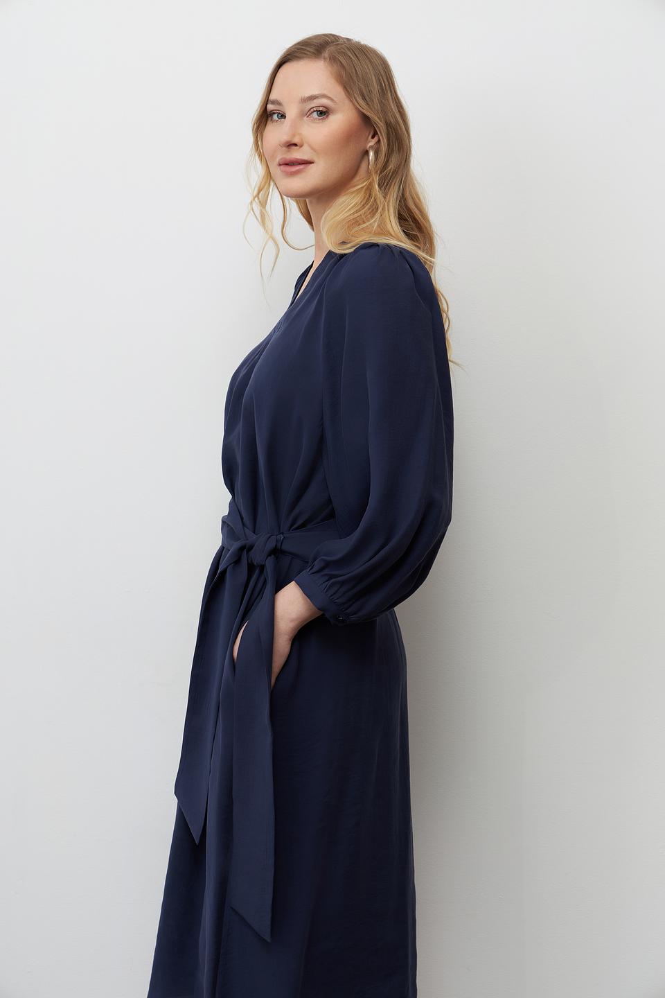 Платье Seidensticker темно-синее с поясом