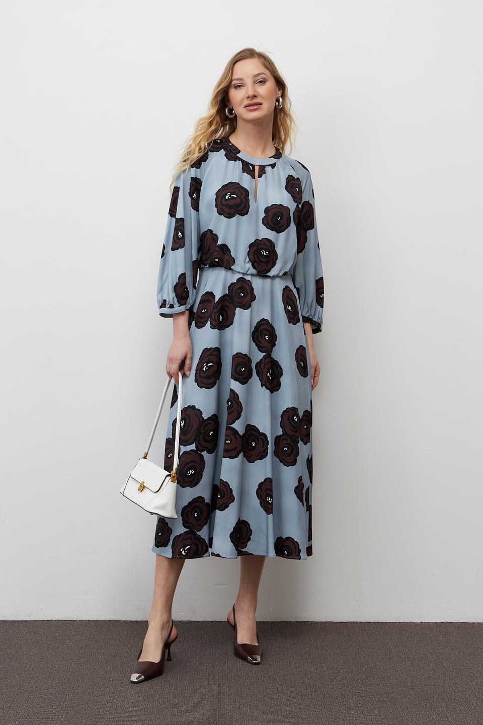 Платье Luisa Cerano с розами голубое