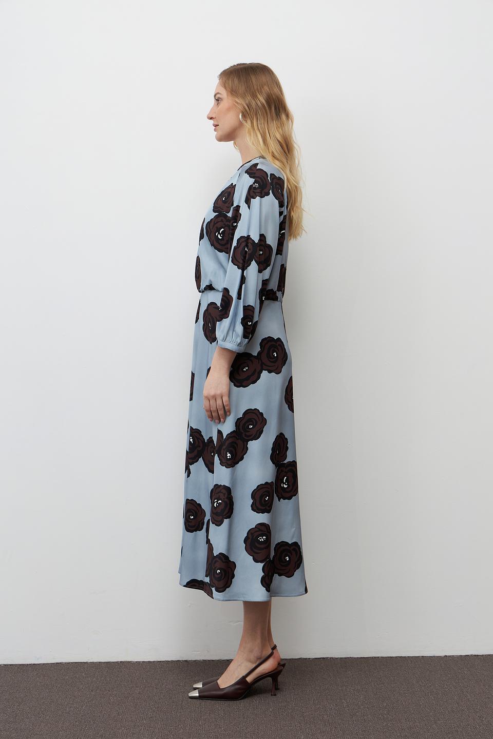 Платье Luisa Cerano с розами голубое