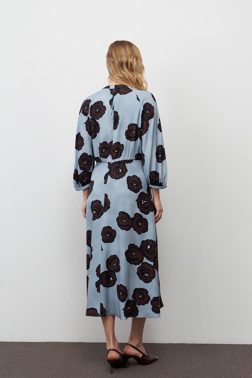 Платье Luisa Cerano с розами голубое