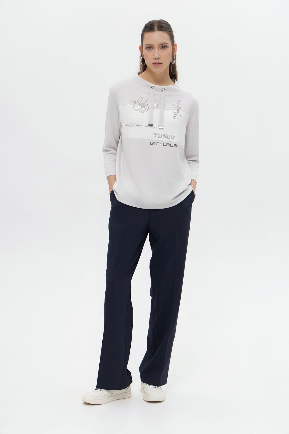 Пуловер Rabe collection с принтом светло-серый