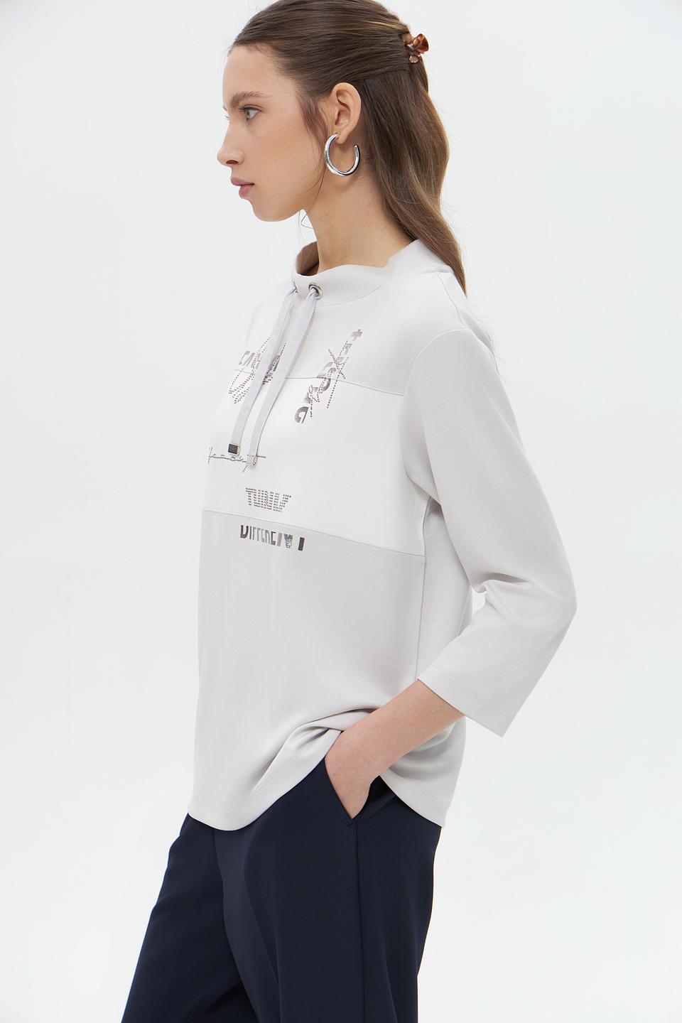 Пуловер Rabe collection с принтом светло-серый