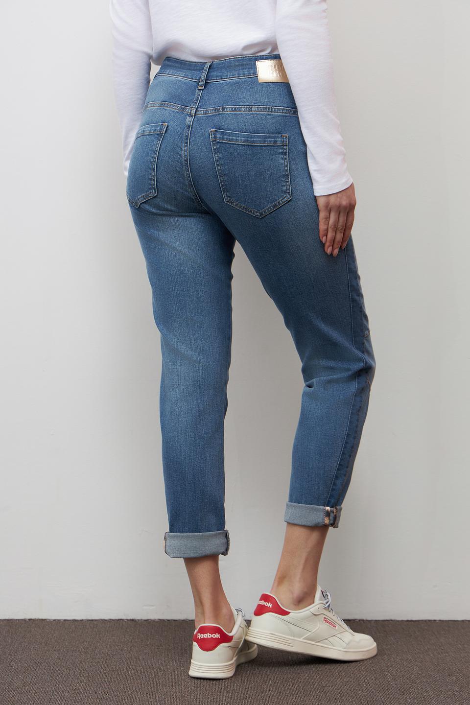 Джинсы Oui с потертостями голубые