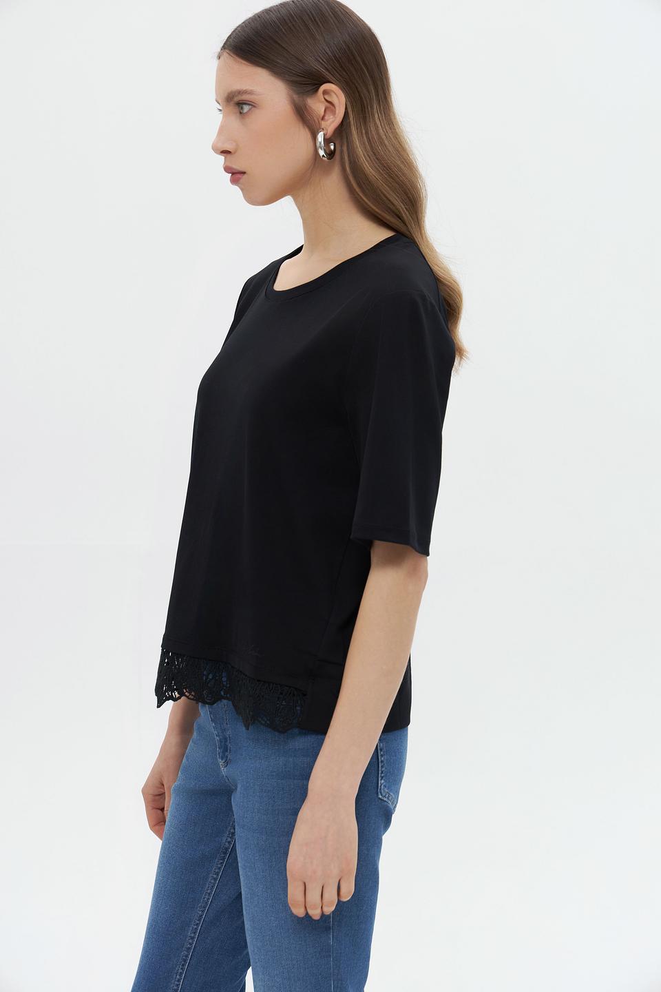 Футболка Marc Cain с кружевом чёрная