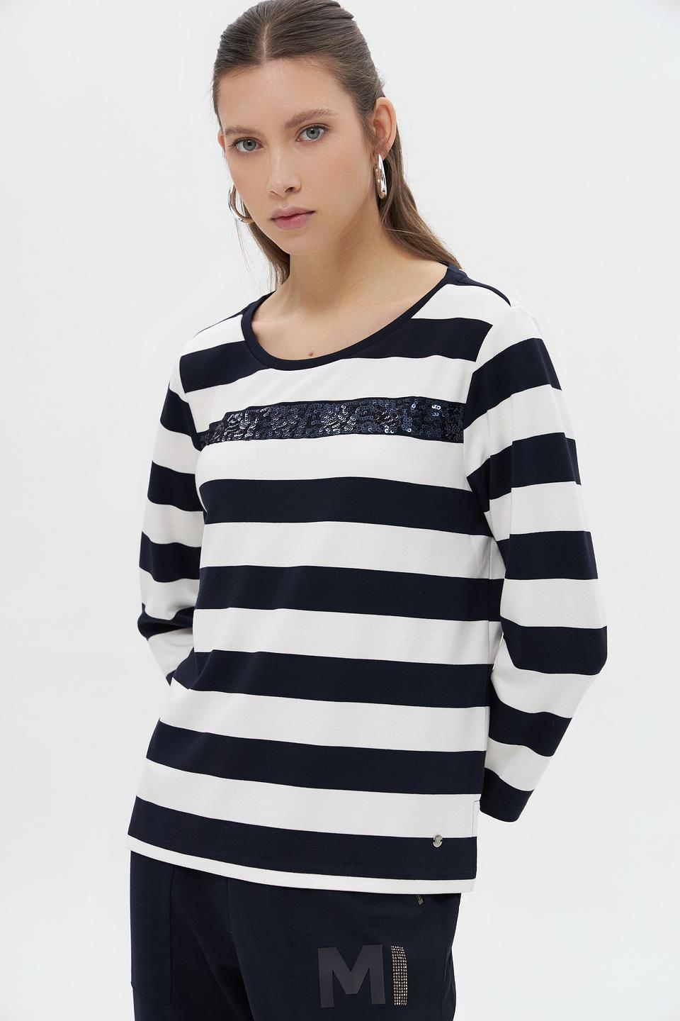 Лонгслив Monari в полоску с пайетками