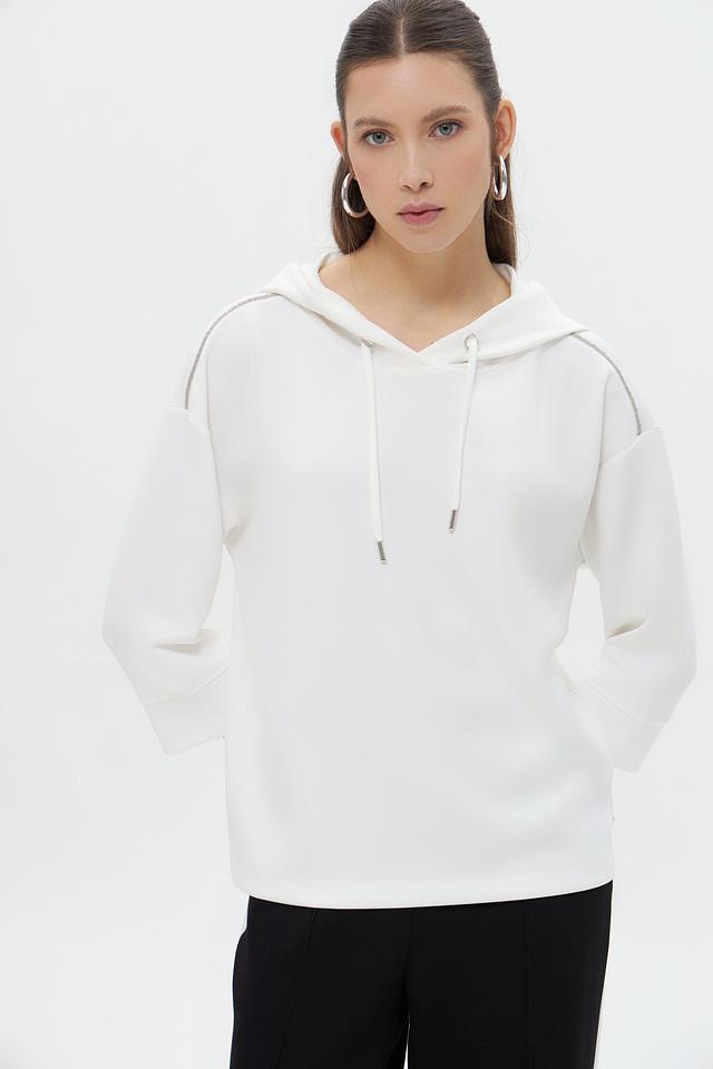 Пуловер Monari с капюшоном белый