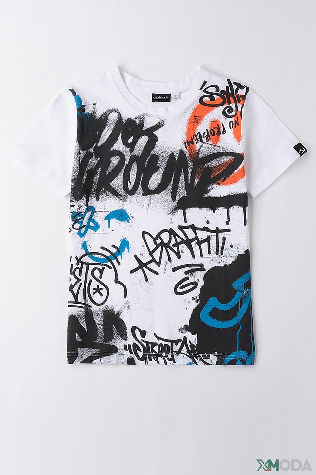Футболка Sarabanda с принтом граффити белый
