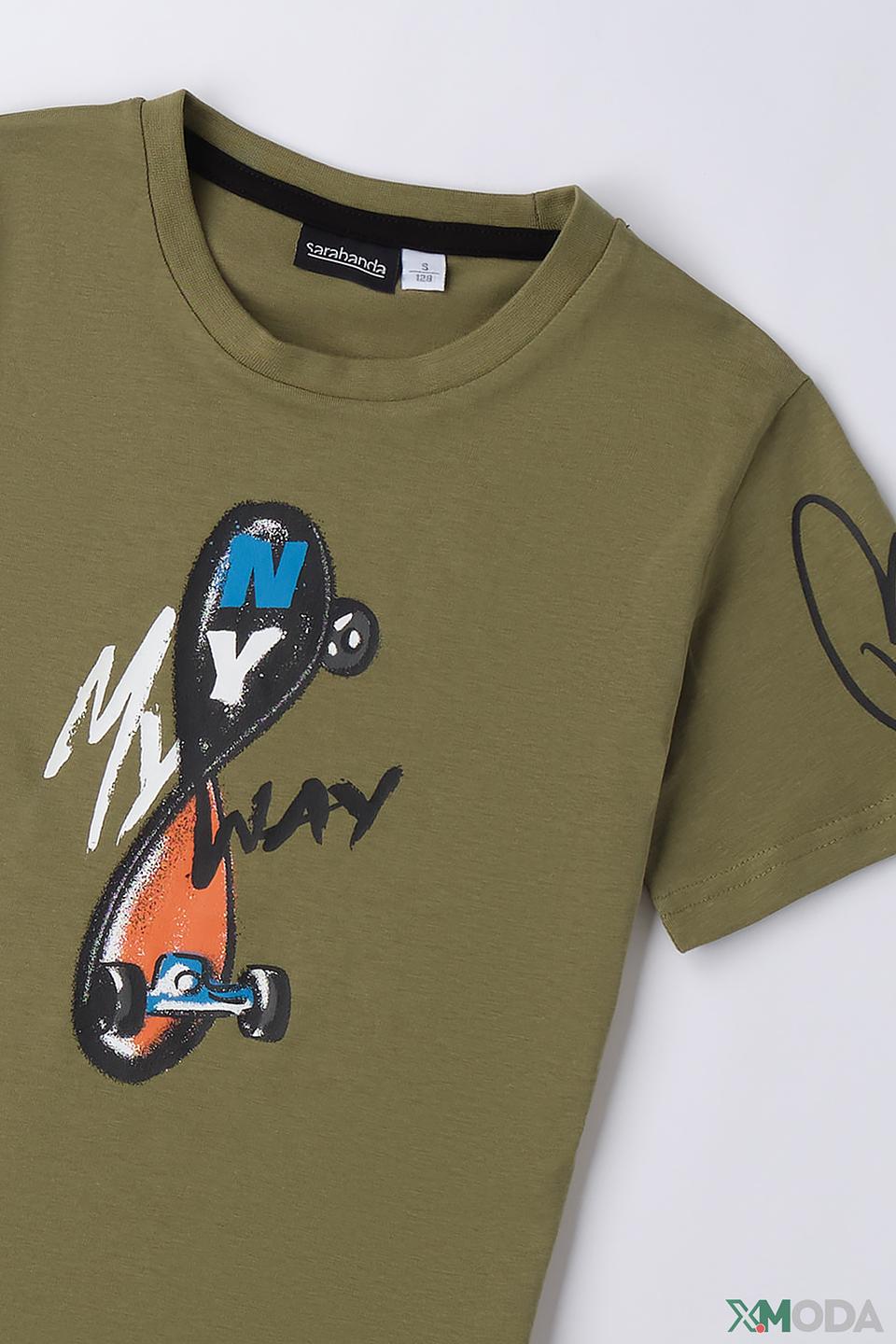 Футболка Sarabanda с принтом хаки