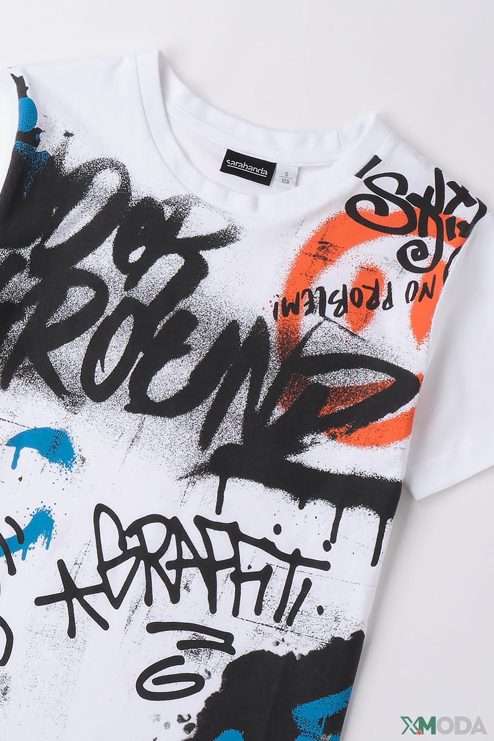 Футболка Sarabanda с принтом граффити белый