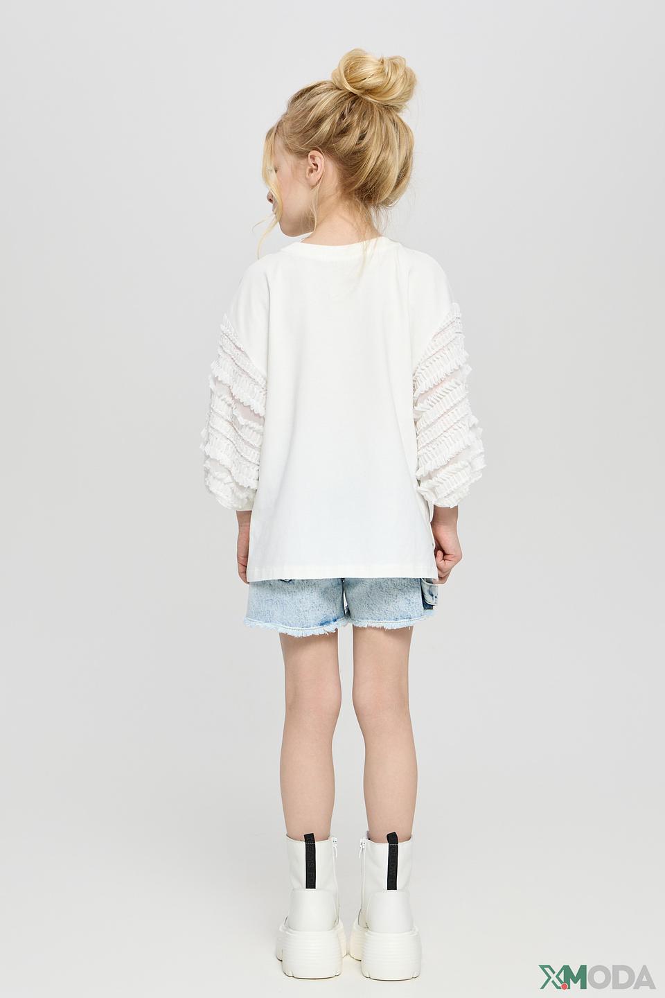 Белая детская футболка Choupette с отделкой на рукавах