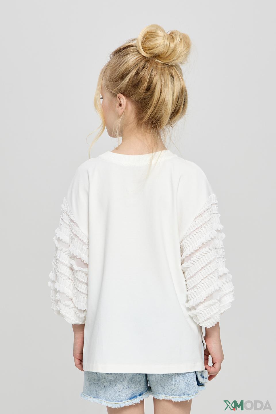 Белая детская футболка Choupette с отделкой на рукавах