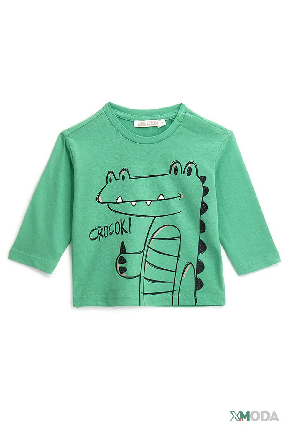 Футболка Original Marines с крокодилом зелёная