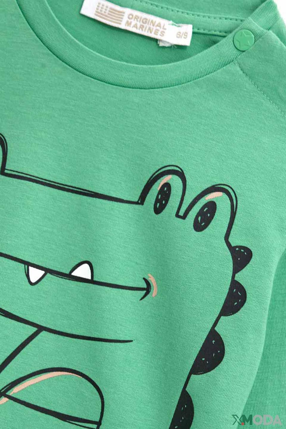 Футболка Original Marines с крокодилом зелёная