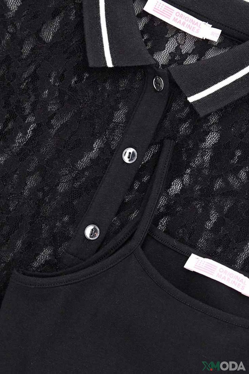 Блуза Original Marines чёрная с кружевом