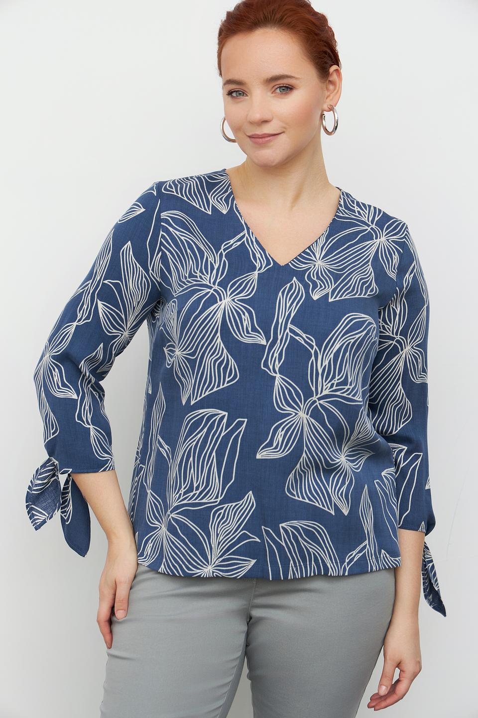 Блузка Toni collection с принтом синий