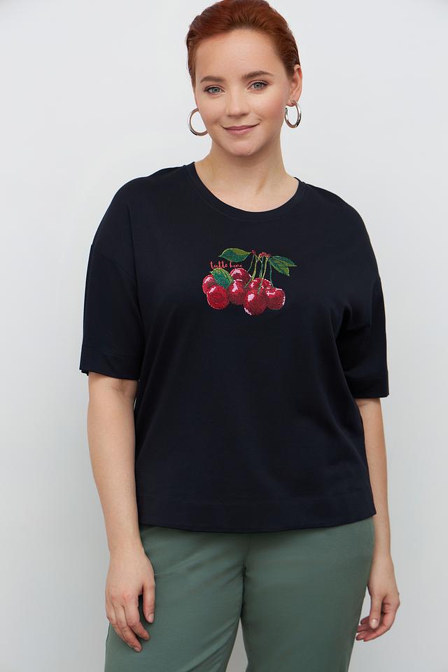 Футболка Margittes с вишнями чёрная