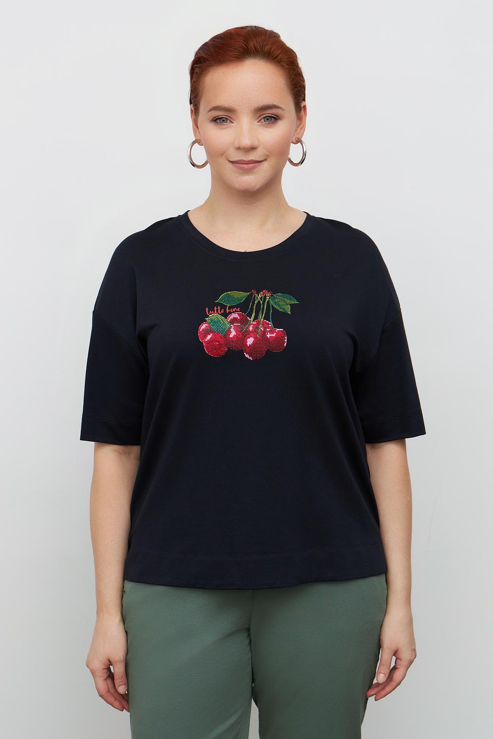 Футболка Margittes с вишнями чёрная