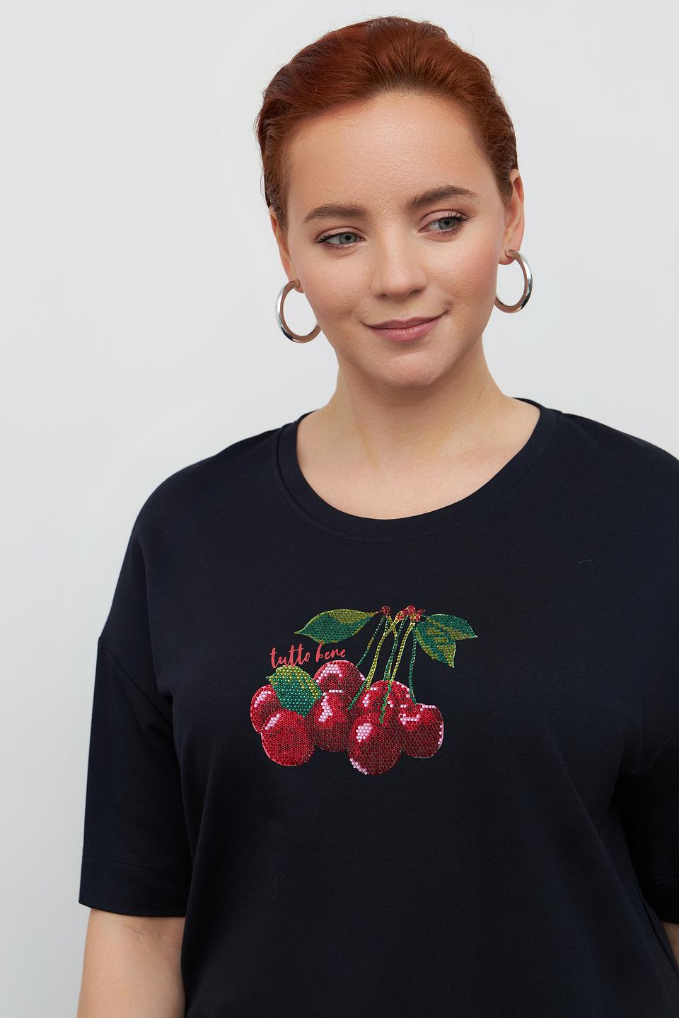 Футболка Margittes с вишнями чёрная
