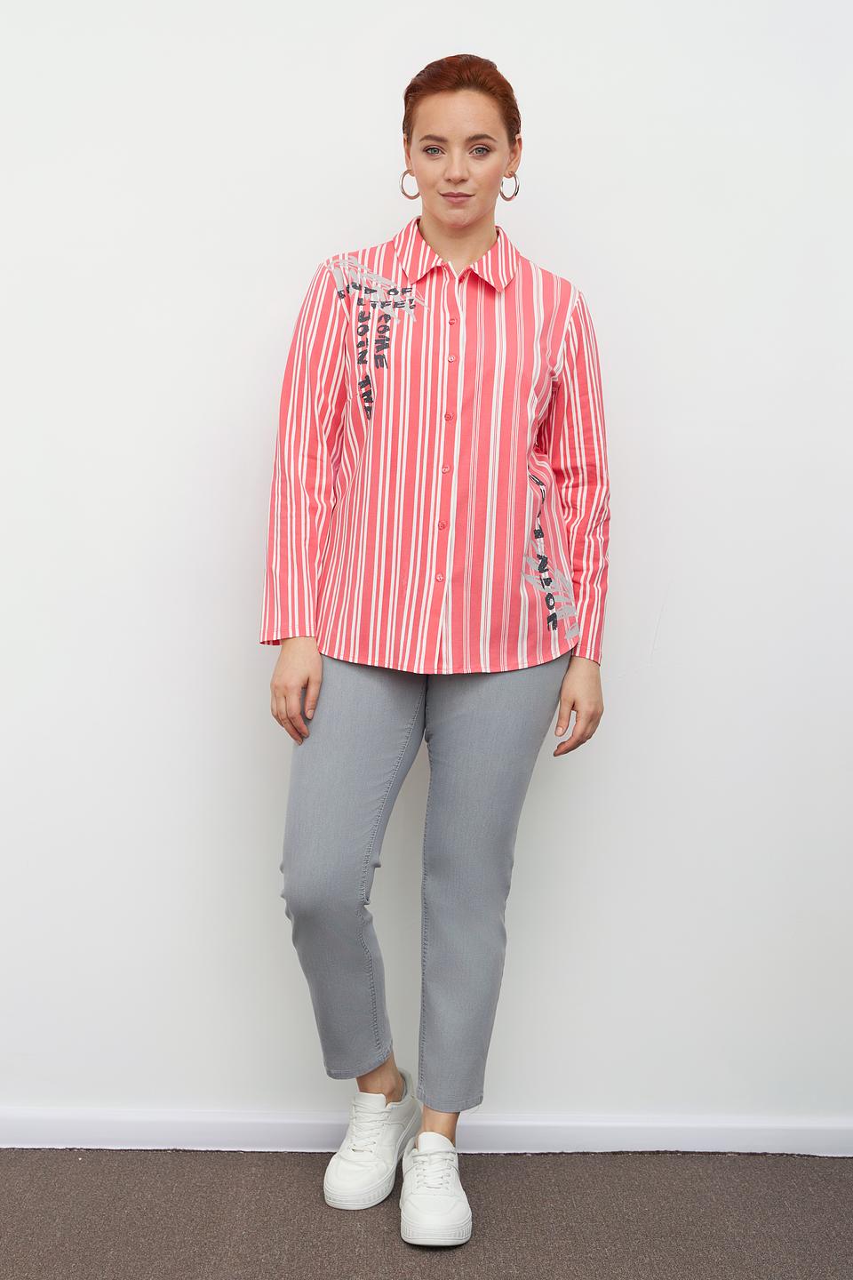 Блуза Lebek в полоску с принтом