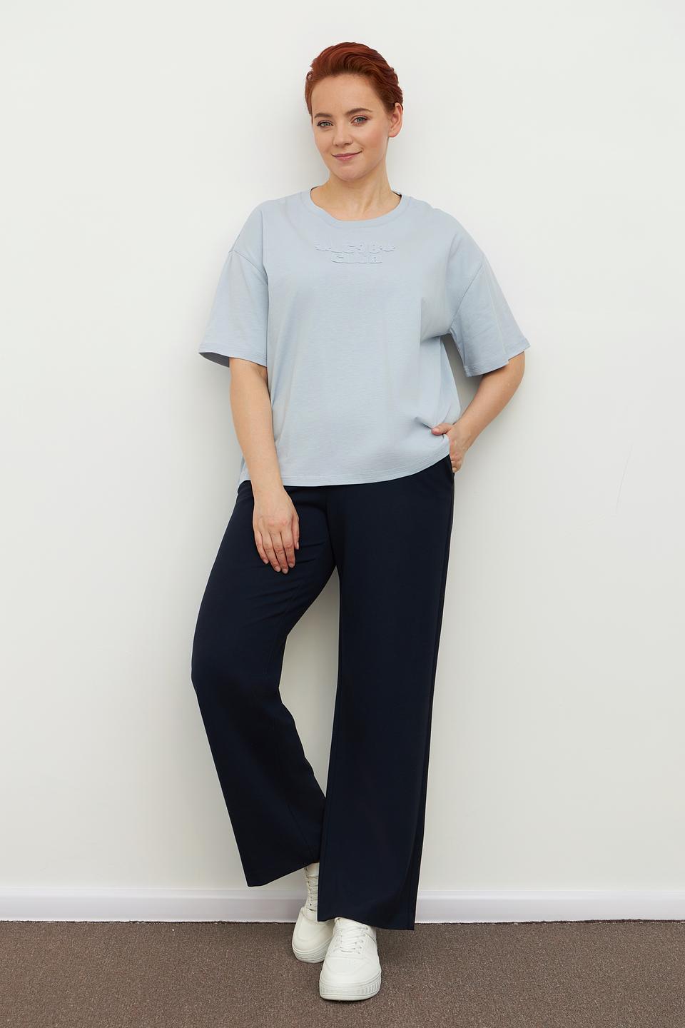 Футболка Luisa Cerano голубая с вышивкой